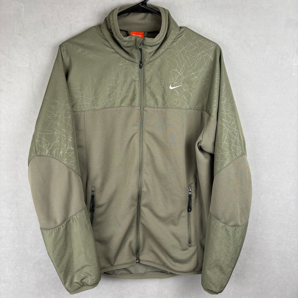 Nike Air Mens M Olive‎ Green Geometric Full Zip Track Jacket Tactical Bloke Gorp